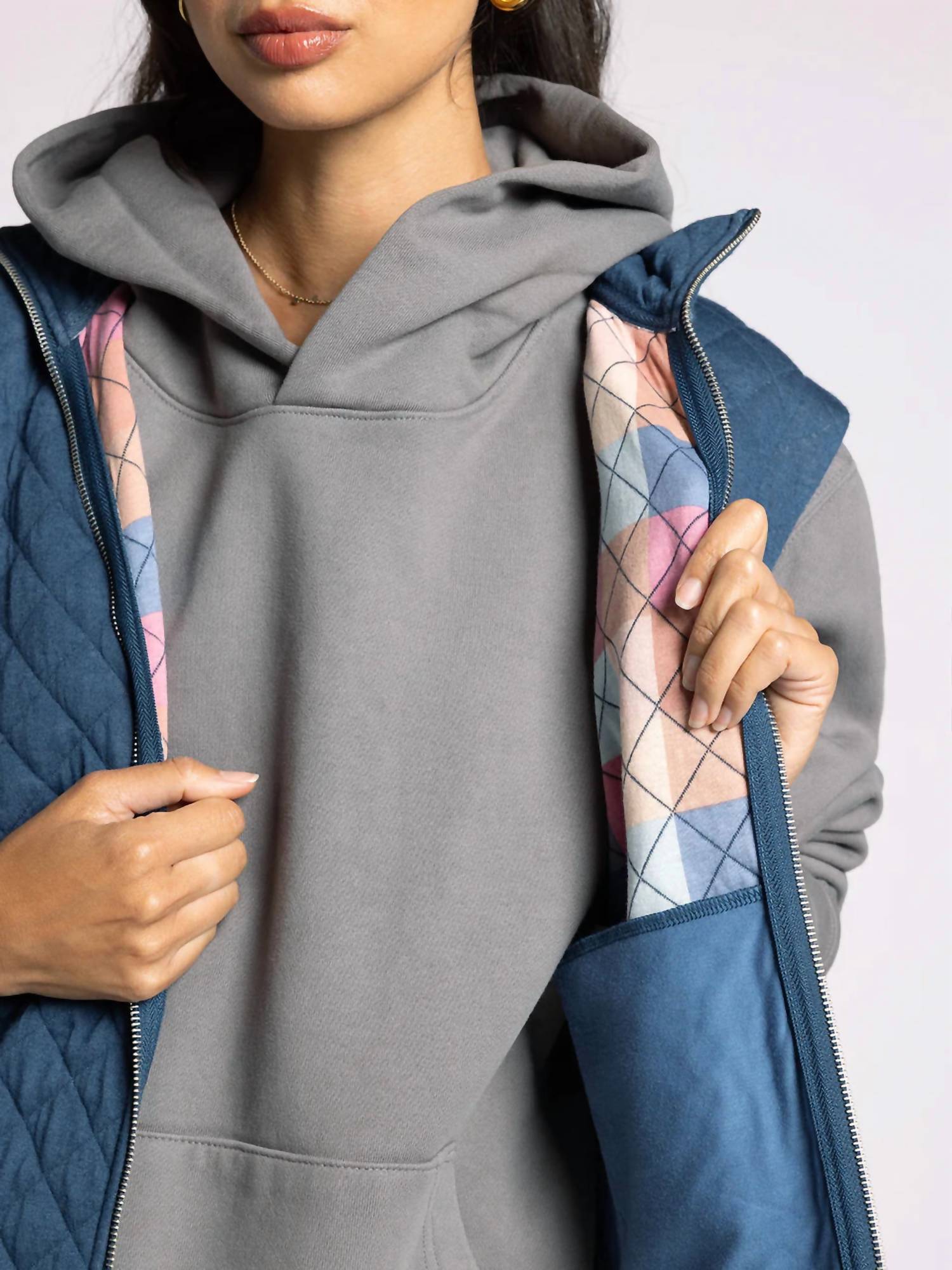 Thread & Supply Desiree Vest in quilted vintage indigo - women's jacket - view 4