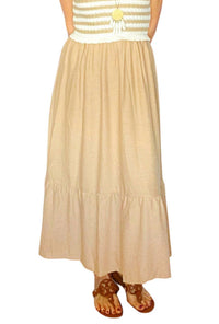 By The River - Woven Knit Striped Top Maxi Dress With Solid Bottom