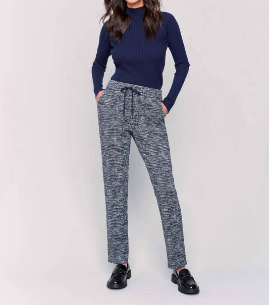 Charlie B - Jacquard Knit Plaid Jogger with Drawstring