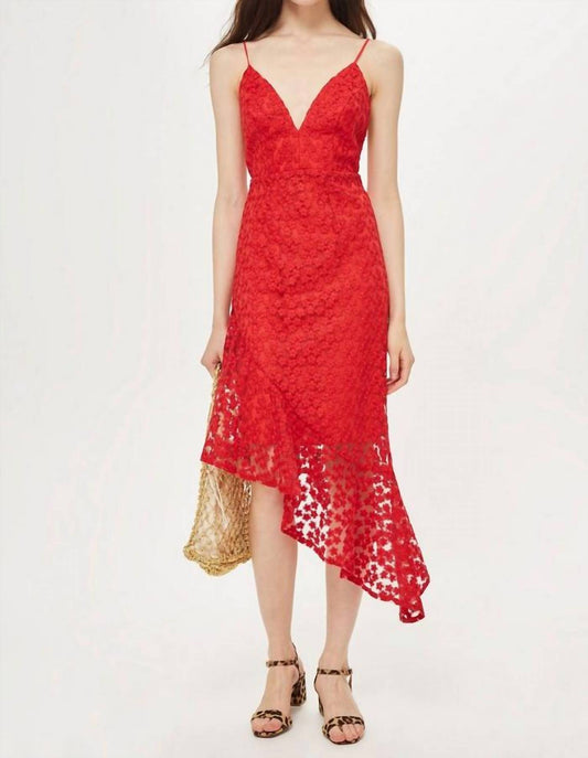 Topshop - Lace Embroidery Asymmetrical Cocktail Dress