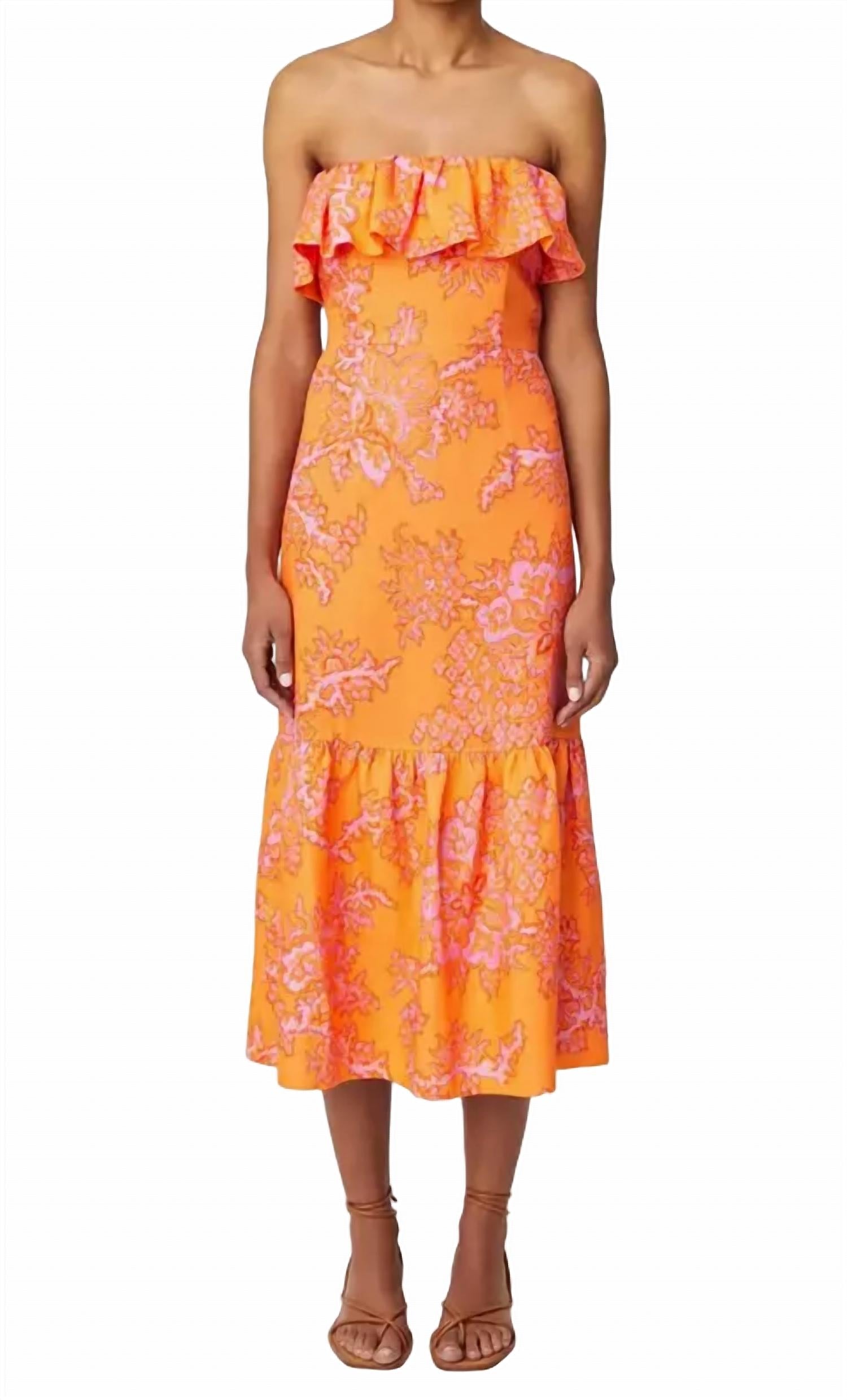 Rhode - Thea Ruffle Trim Halter Midi Dress
