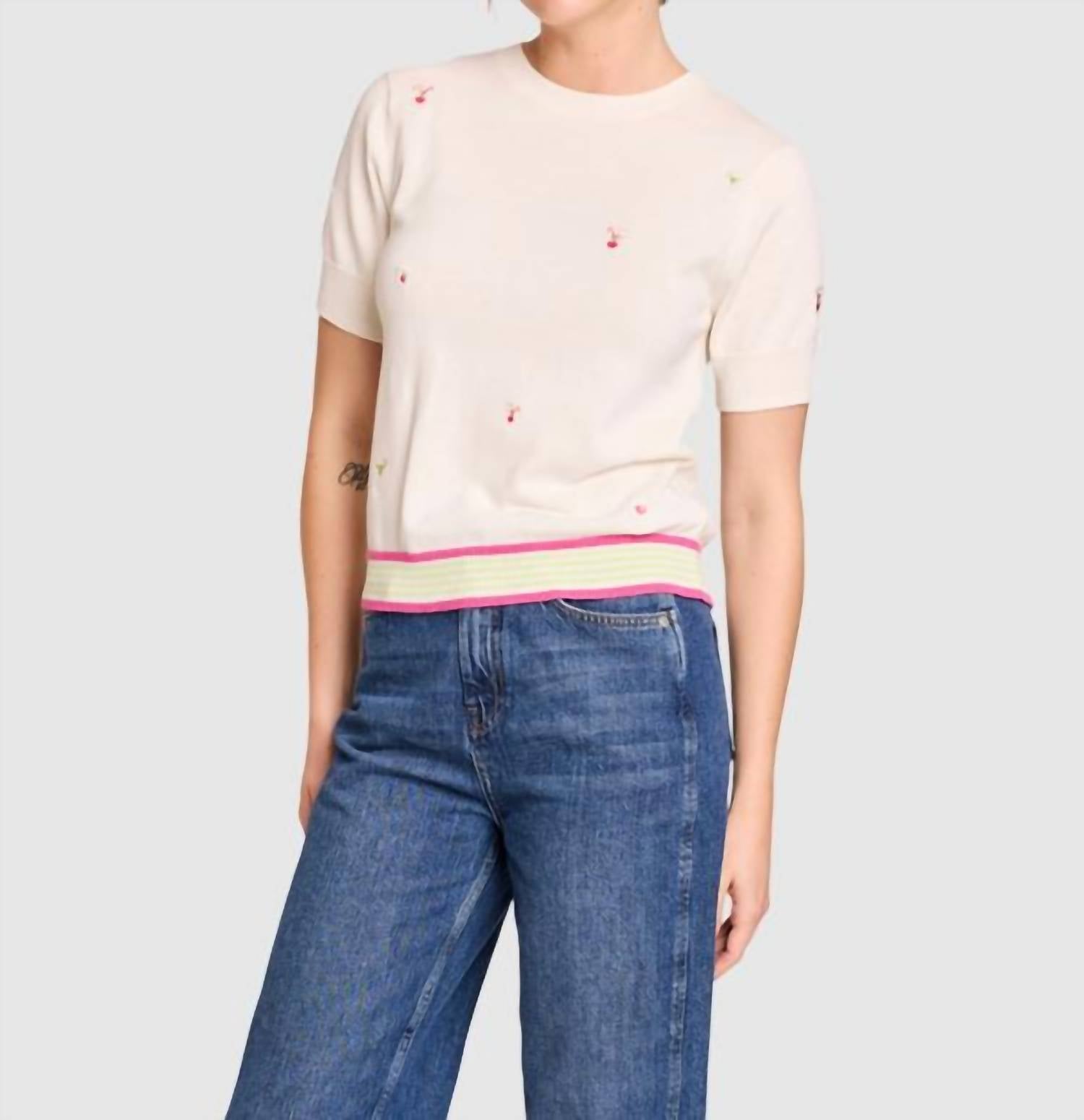 Brodie Cashmere - Cocktail Embroidery Tee