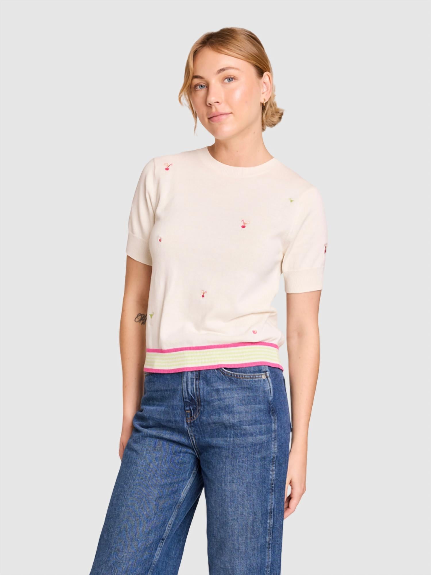 Brodie Cashmere - Cocktail Embroidery Tee