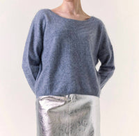 Brodie Cashmere Brushed Rosa Reversible Cashmere Jumper in feather - women's sweater - detail view