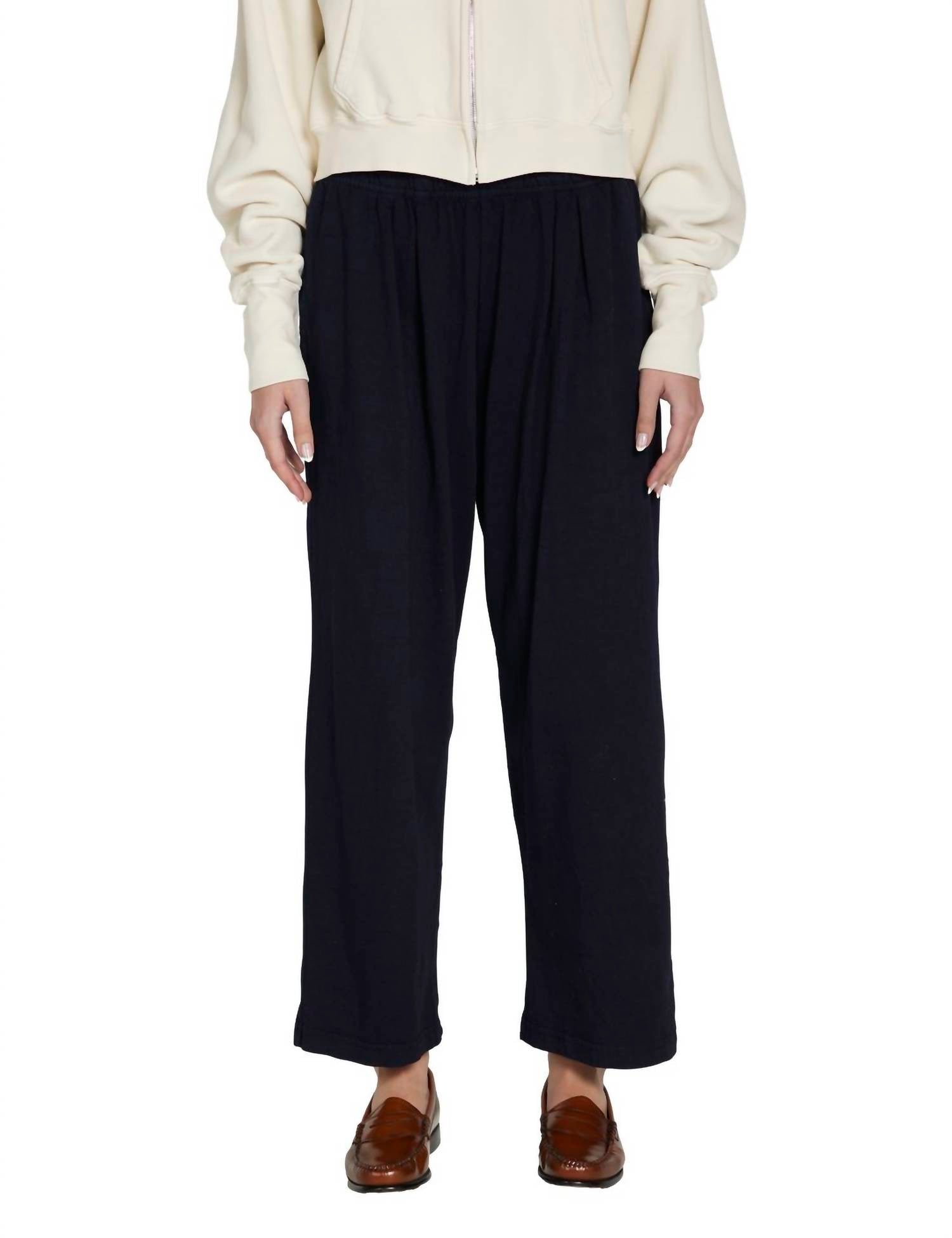 LES TIEN Penny Pleated Pant in navy - women's pants