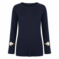 PAOLA BERNARDI Women's Beatriz Cardigan in navy - women's cardigan - detail view