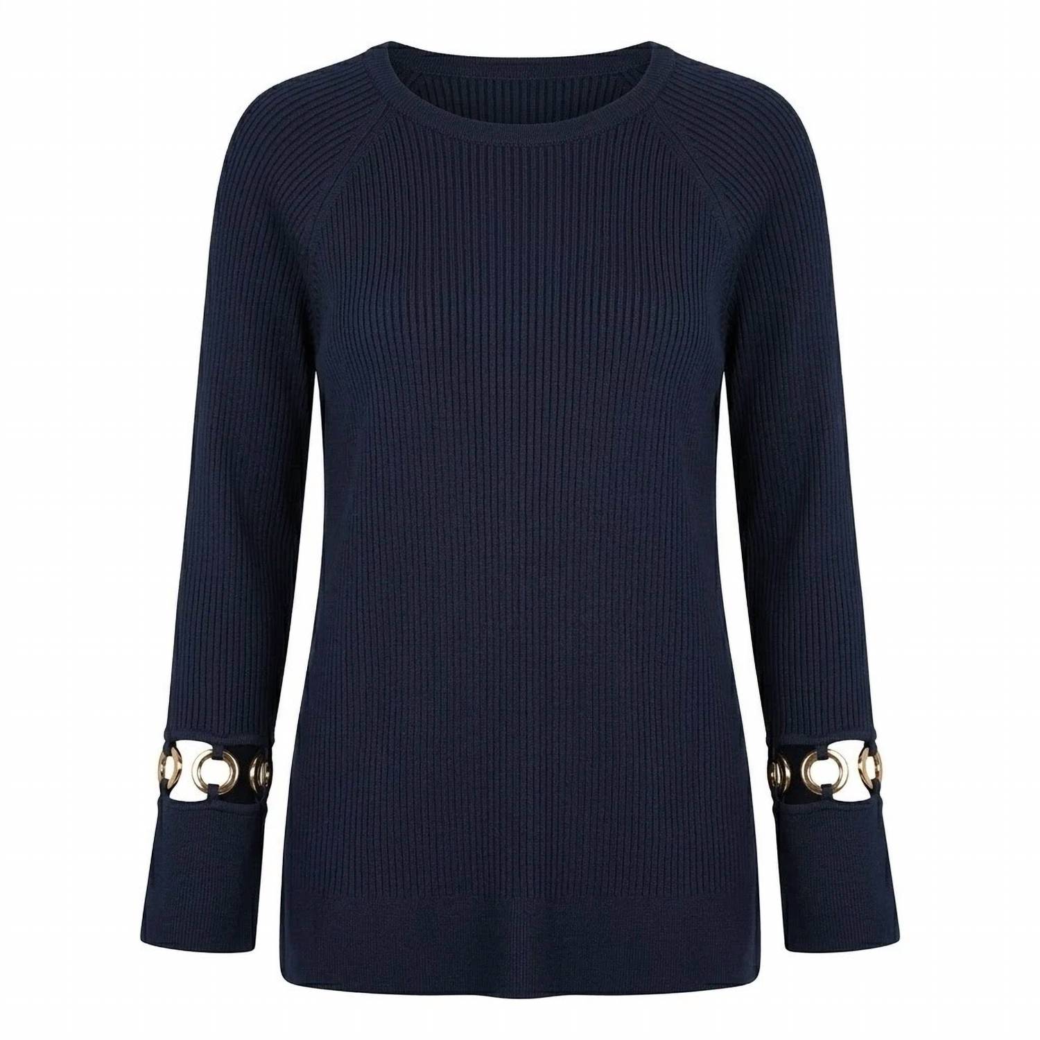 PAOLA BERNARDI Women's Beatriz Cardigan in navy - women's cardigan - detail view