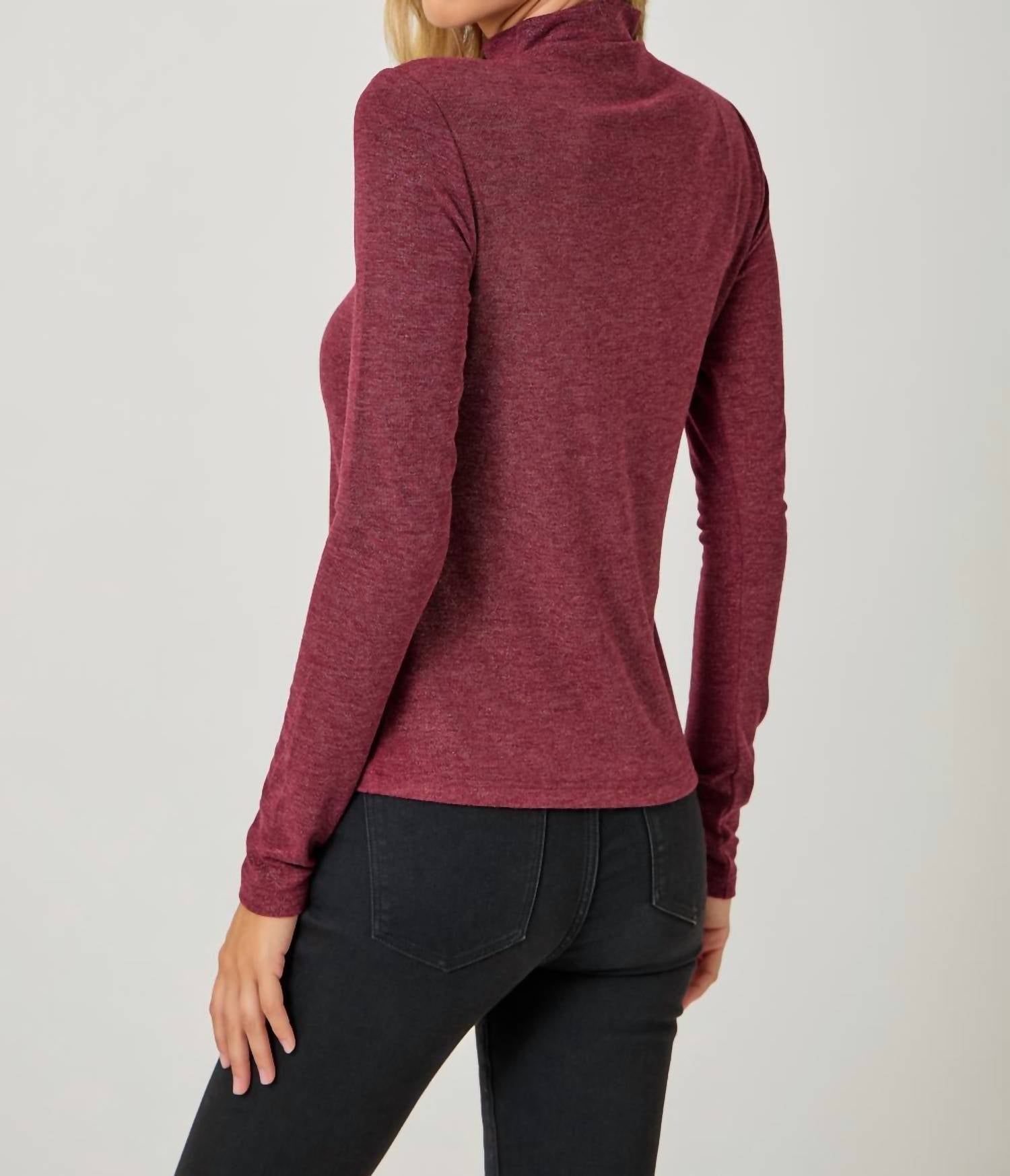 Mystree - Knit Mock Neck Long Sleeve Top