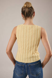 Sunday Edition Boat Neck Sleeveless Knit Top in butter - women's blouse - alternate view