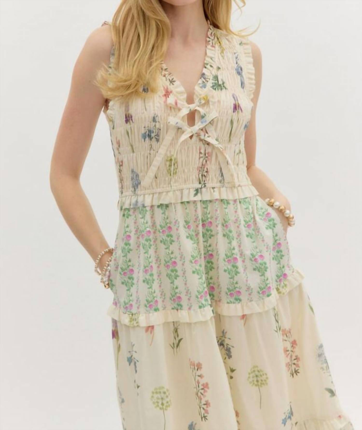 Entro - Jane Tiered Sleeveless Midi Dress
