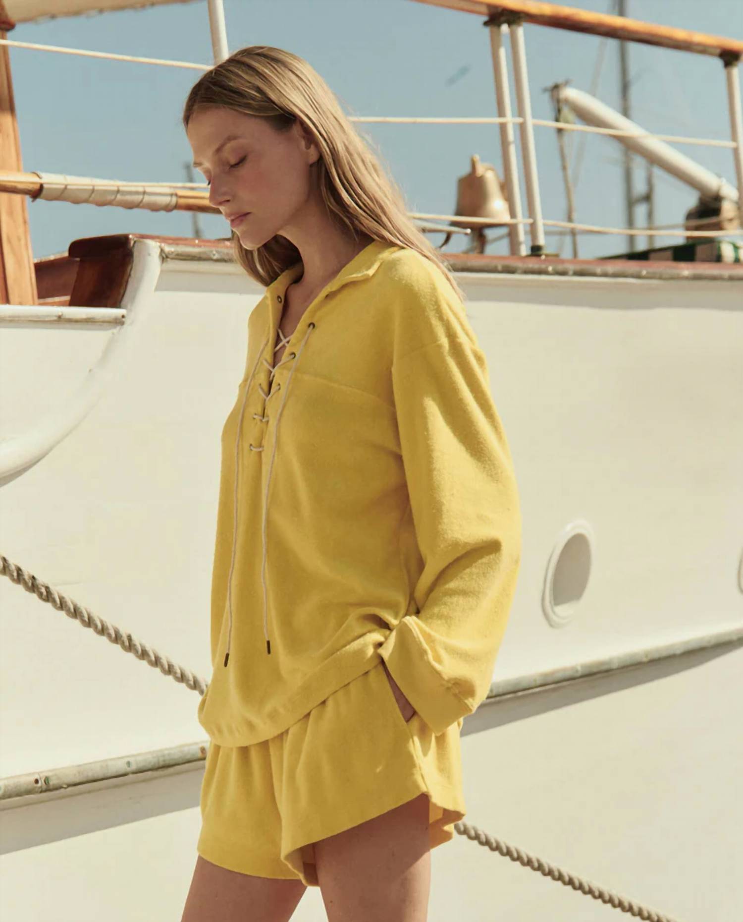 The Great. - The Micro Terry Lace Up Tunic