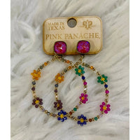 Pink Panache - Women's Panache Colorful Flower Hoop Earrings