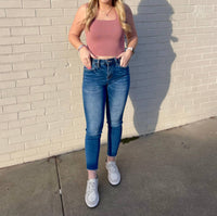 LUCCA Knit Crop Tank Top in mauve - women's tank top - alternate view