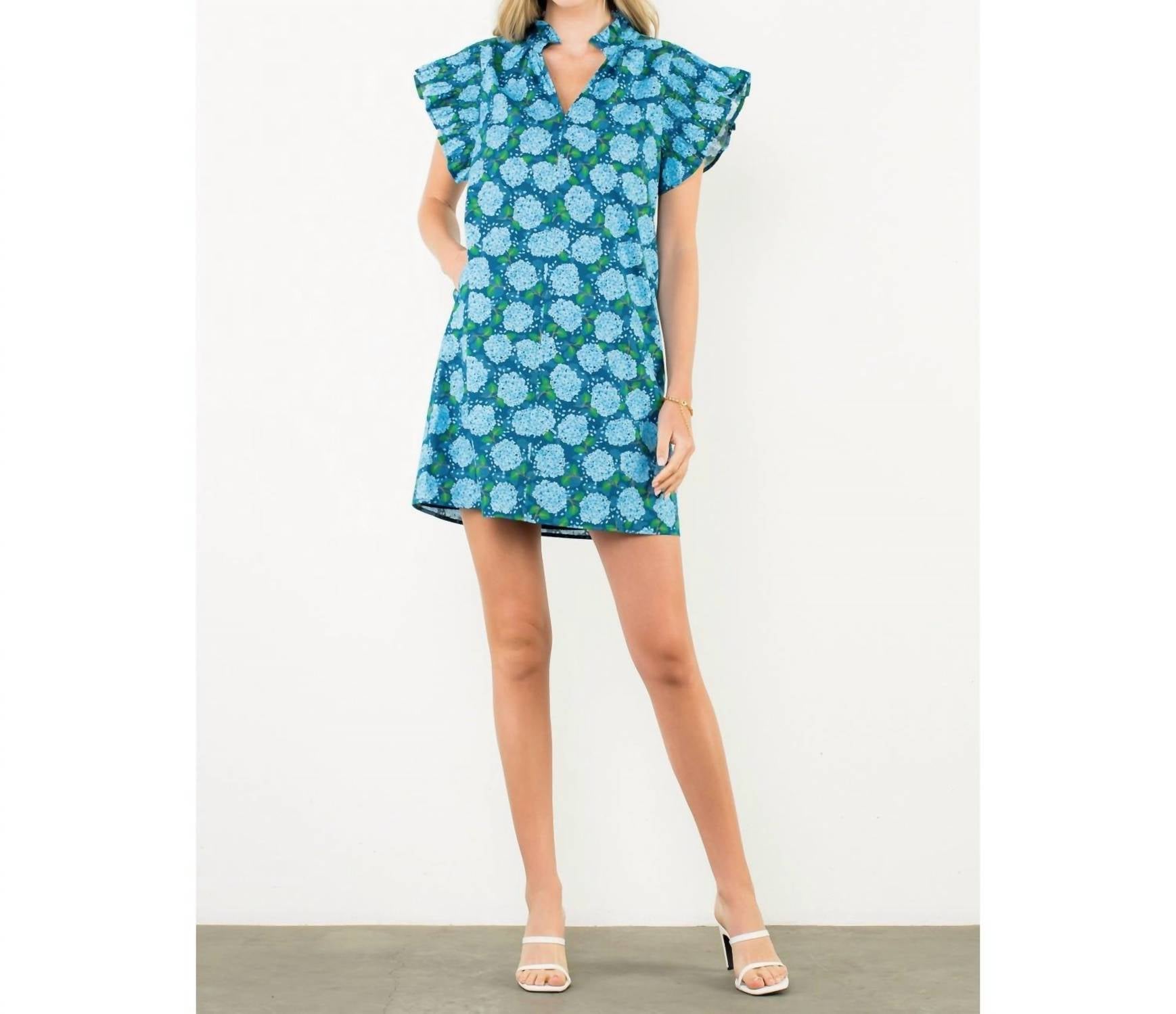 Thml - Hello Hydrangea Flutter Sleeve Dress