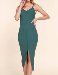 Active Usa - Button Down Ribbed Cami Midi Dress