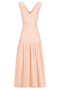 S/W/F - Ruched Low Hem Midi Dress