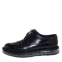 Prada Men's Air Sole Derby Full Brogue Leather Business Shoes in black - men's shoe - detail view