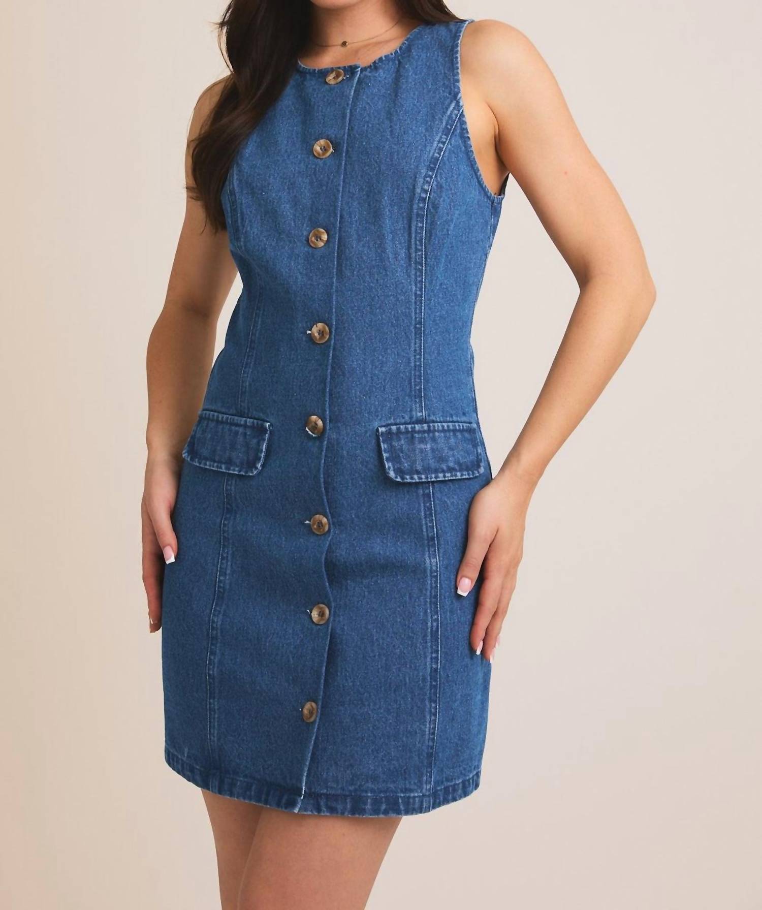 Gilli - Sleeveless Button Denim Dress