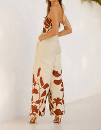 Endless Blu. - Rustic Floral Wide Pant Jumpsuit