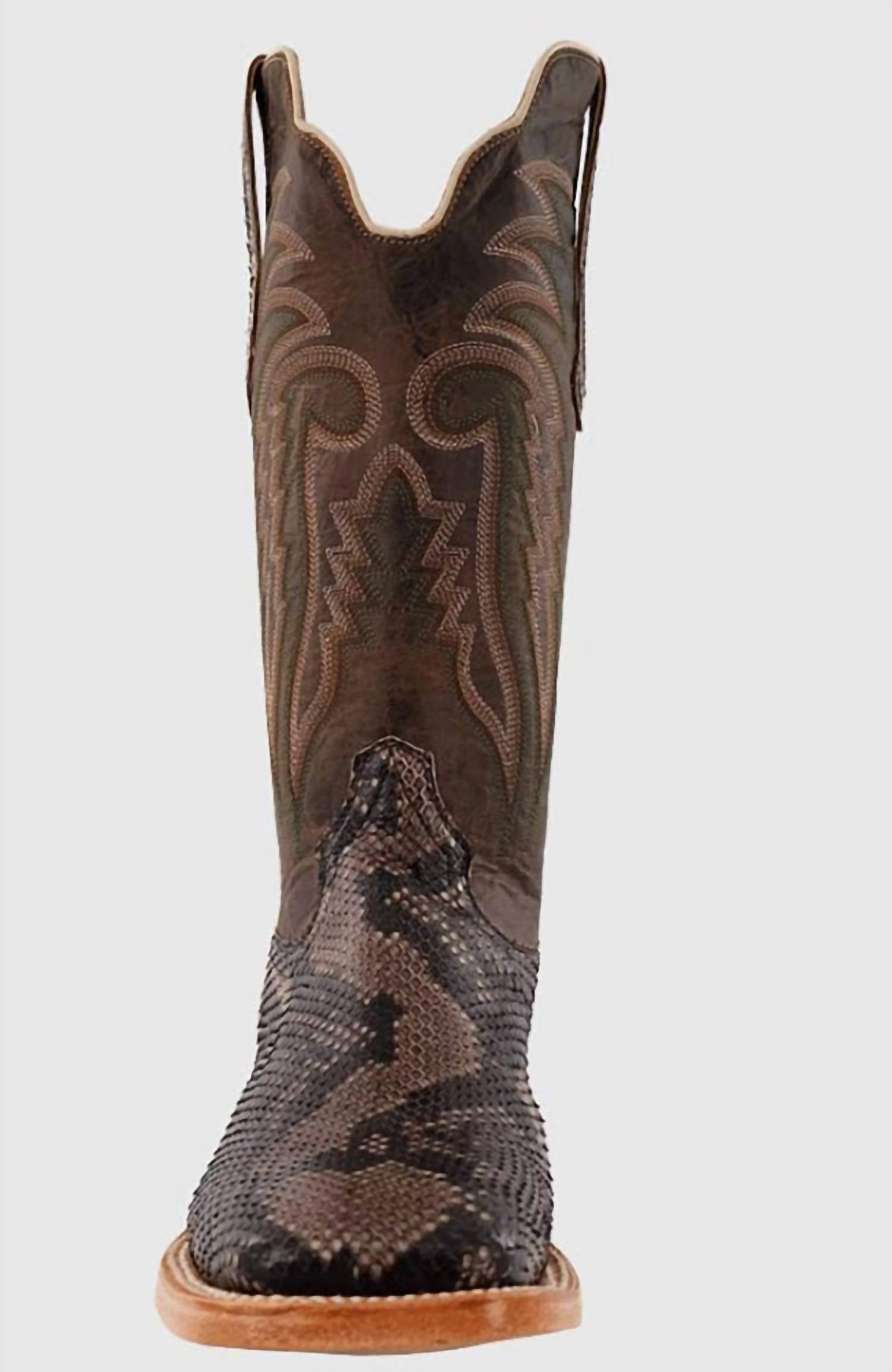 R Watson Boots - Men's Rustic Python Belly Exotic Boot