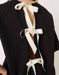Never Fully Dressed - Contrast Bow Back T-shirt