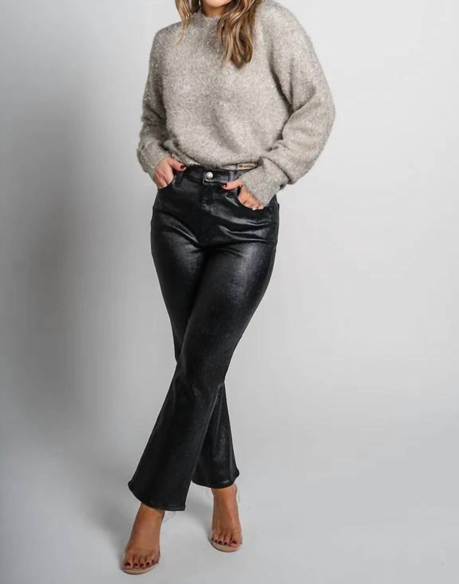 Daze - SHY GIRL COATED CROP FLARE JEANS
