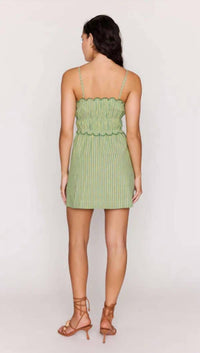 MINKPINK Capri Mini Dress in green striped - women's dress - alternate view