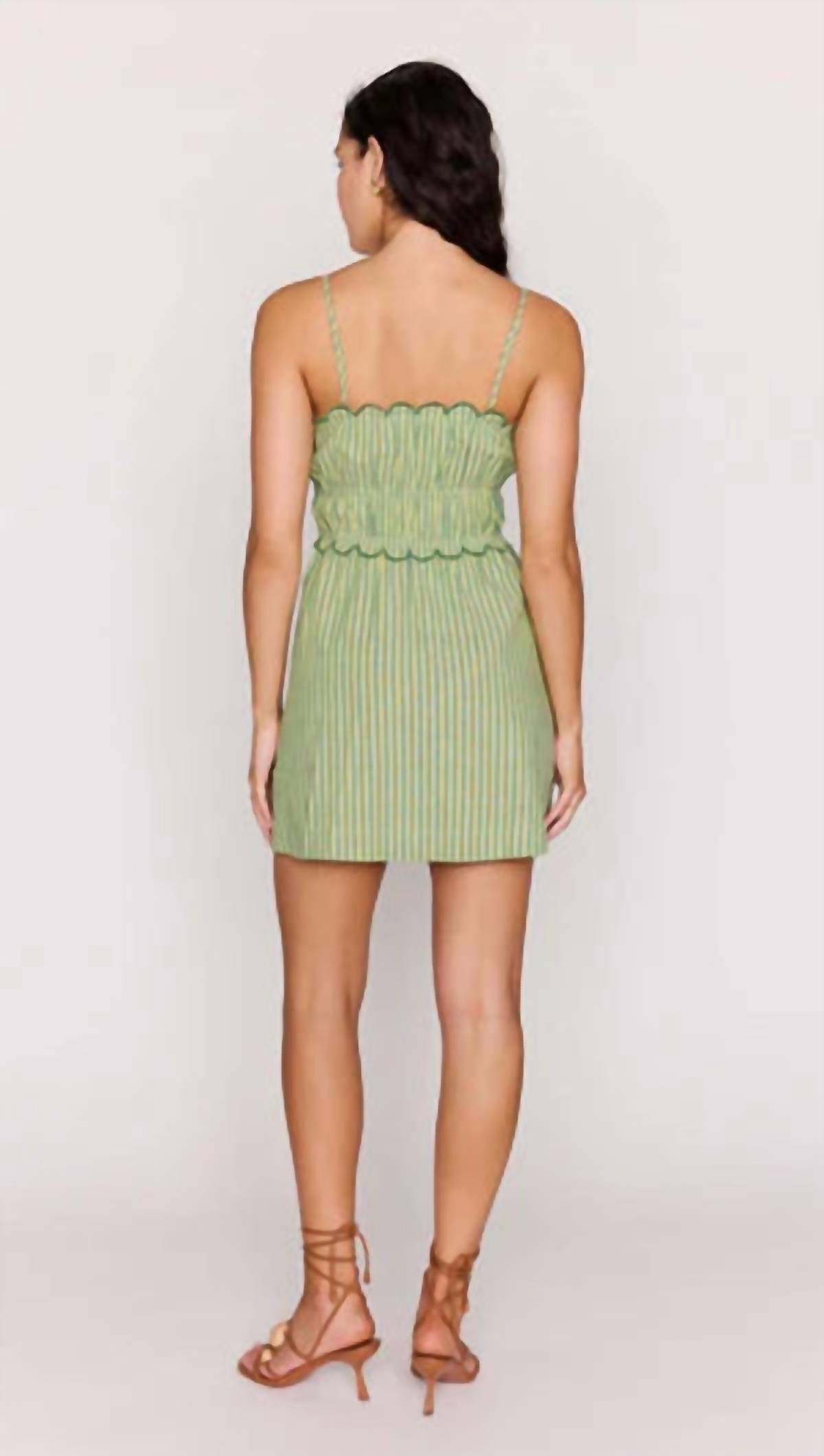 MINKPINK Capri Mini Dress in green striped - women's dress - alternate view