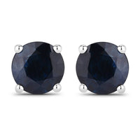 Diana M Jewels Women's Round Natural Blue Sapphire Stud Earrings (1.70 Ct) - Classic in 14k white gold - women's jewelry