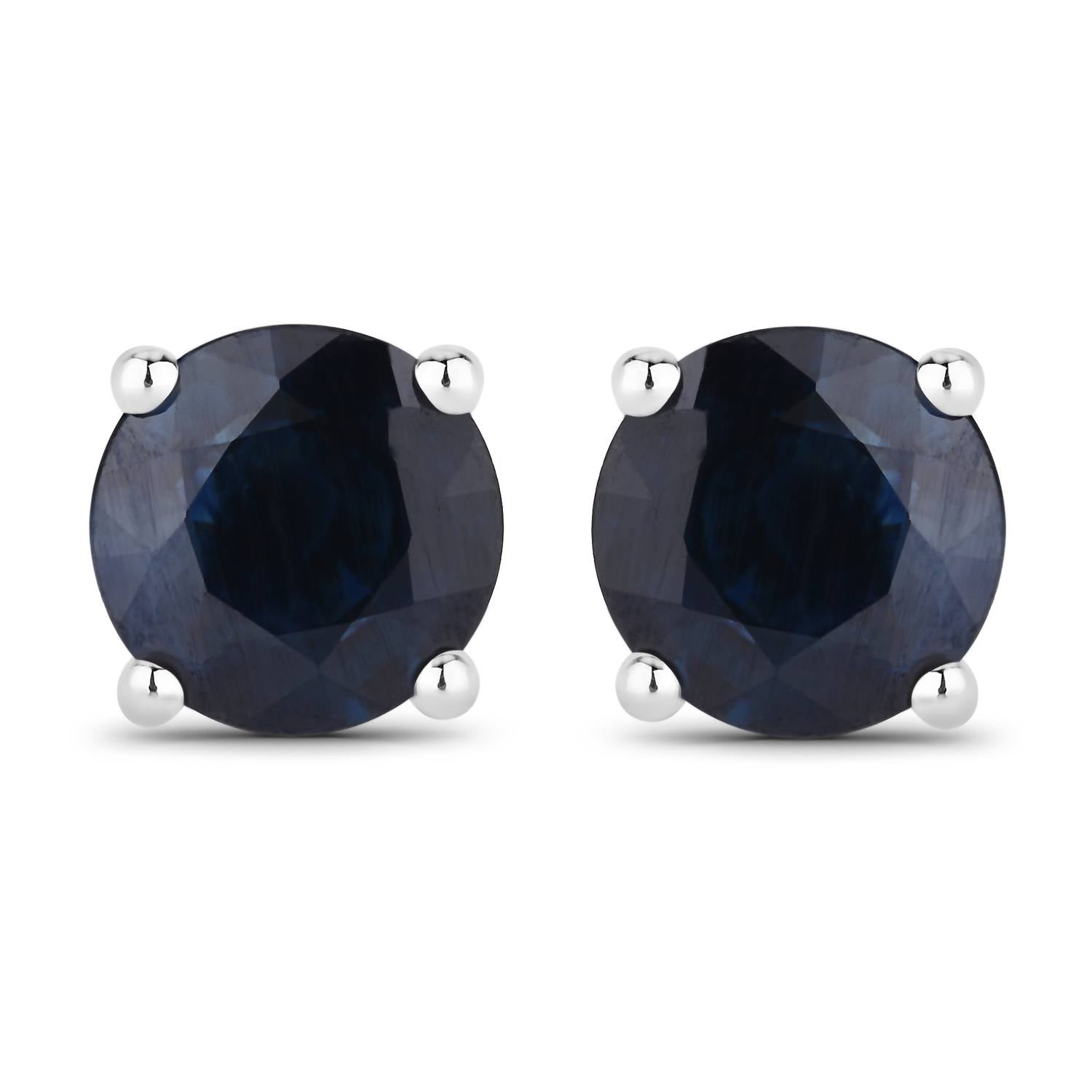 Diana M Jewels Women's Round Natural Blue Sapphire Stud Earrings (1.70 Ct) - Classic in 14k white gold - women's jewelry
