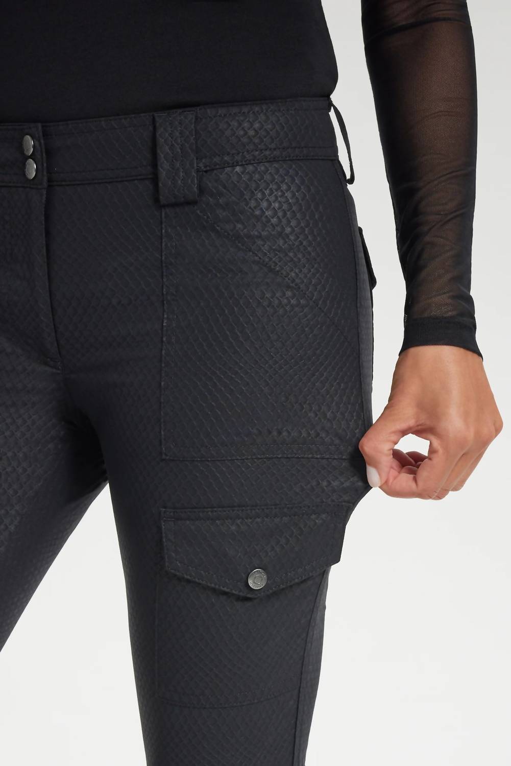 Anatomie Kate Skinny Snake Embossed Cargo Pants in black - women's pants - view 4