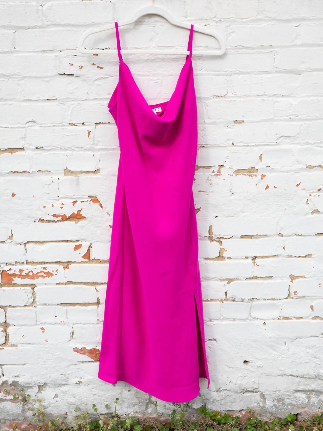 Tcec - Sleek Bright Cowl Neck Slip Dress