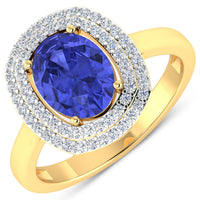 Diana M Jewels Women's Oval Natural Tanzanite Fashion Ring (1.88 Ct) - Classic in 14k yellow gold - women's jewelry - detail view