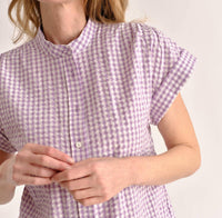Cartolina Nantucket Margo Short Sleeve Shirt in wisteria - women's shirt - view 4