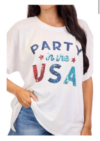 Simply Southern Americana Sparkle Top in white - women's t-shirt - alternate view