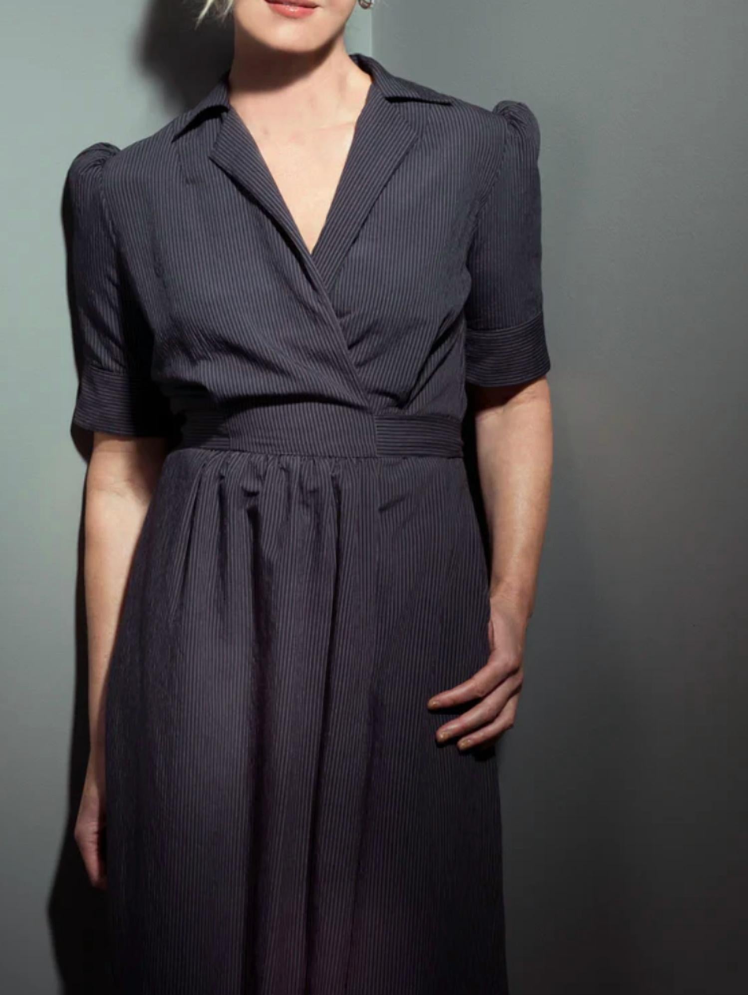 Gretchen Mol Women's Crusader Pinstripe Dress in black - women's dress - detail view