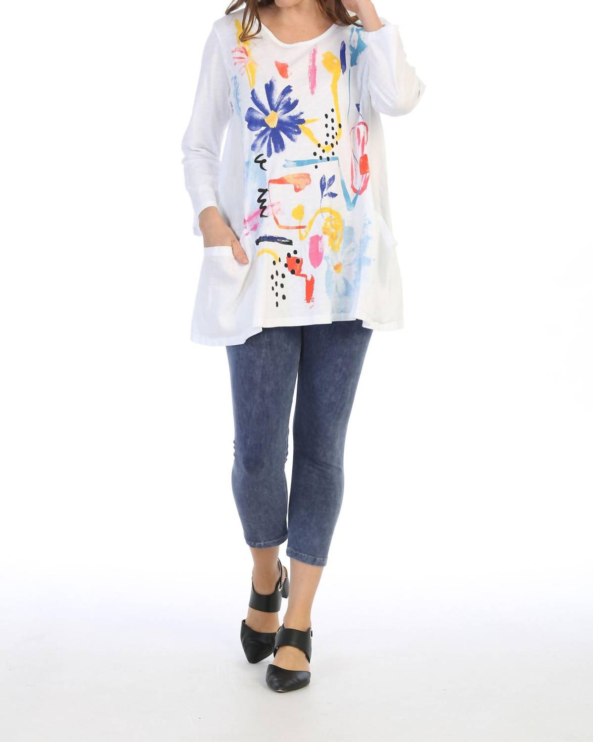 Jess & Jane - Lulu Mineral Washed Cotton Contrast Top