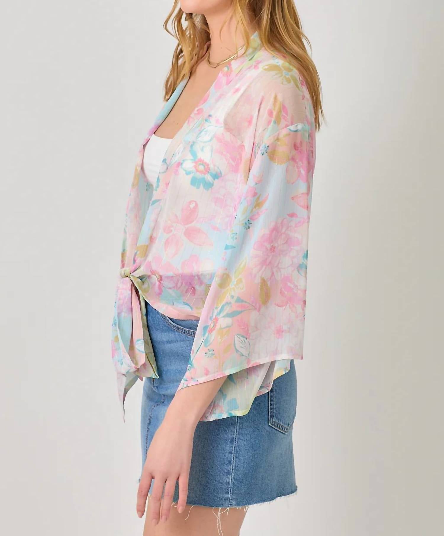 Mystree - Flowy Tie Front Kimono