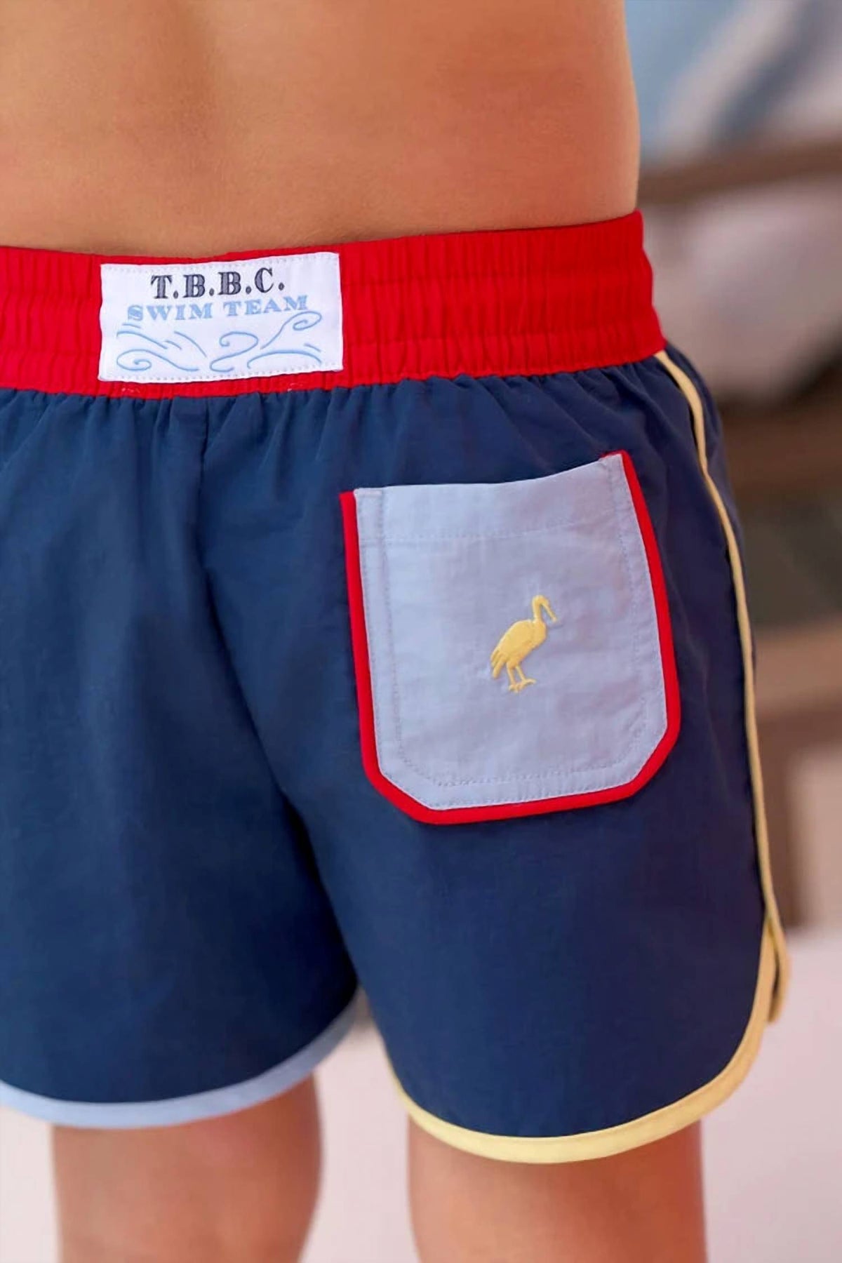 The Beaufort Bonnet Company Kids' Tanner Trunks in nantucket navy - kids' swim trunks - alternate view