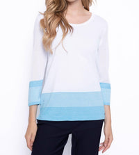 Picadilly - Three-quarter Sleeve Knitted Stripe Top