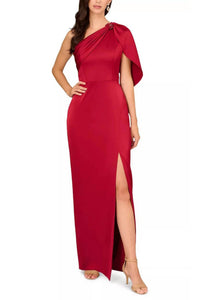 Aidan Mattox - Asymmetric Draped One-shoulder Gown Dress