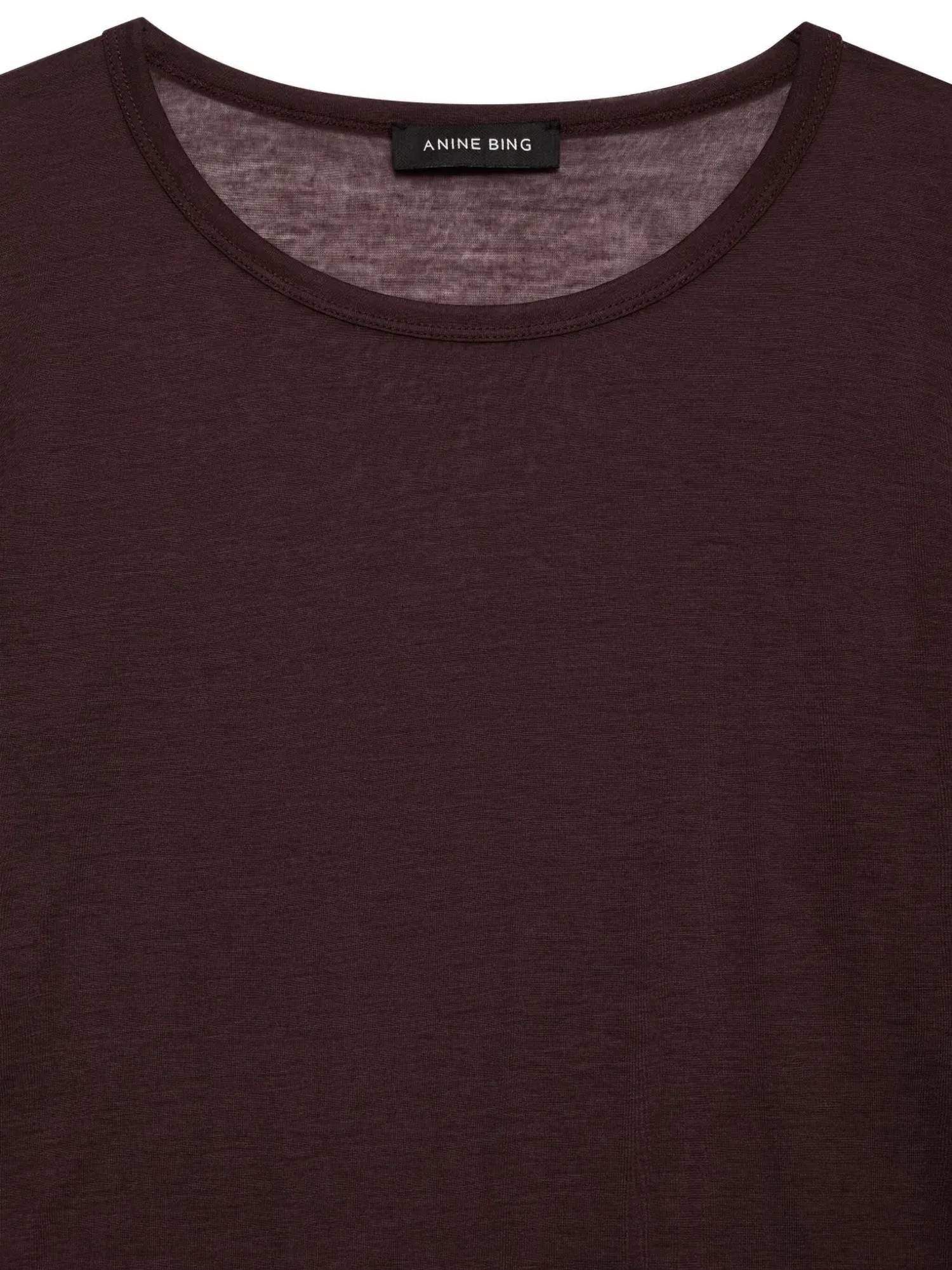 ANINE BING Sylvie Long Sleeve Tee in dark brown - women's long sleeve top - view 8