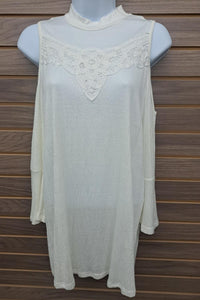 Mts - Women's Cold Shoulder With Lace High Neck
