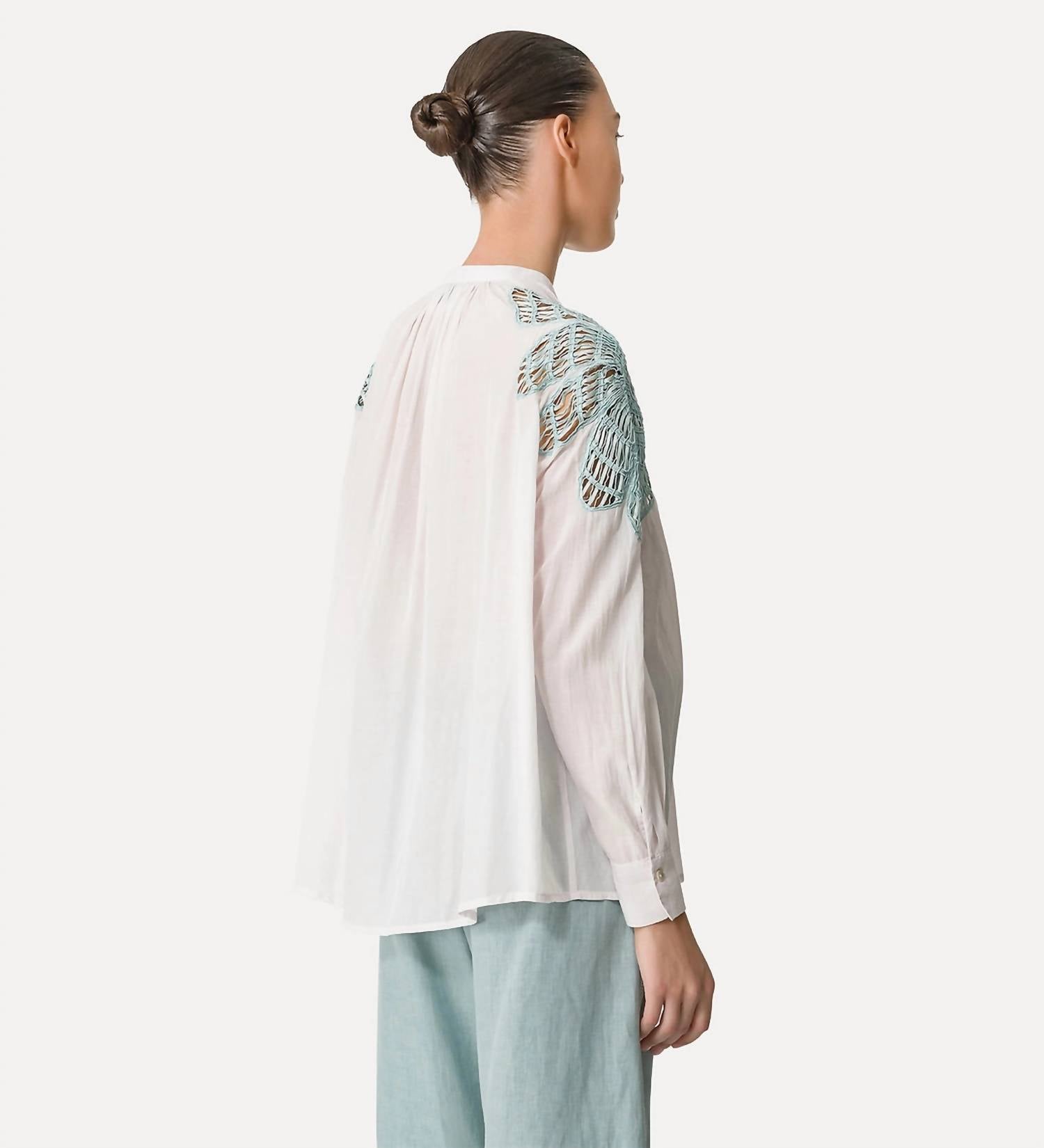 forte forte Floréal Embroidered Blouse in white - women's blouse - detail view
