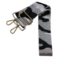 Cthru Women's Metallic Camo Adjustable Crossbody Bag Strap in black white silver - women's item