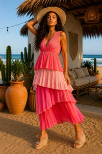 Little Secret Of Mine - Tiered Colorblock Maxi Dress