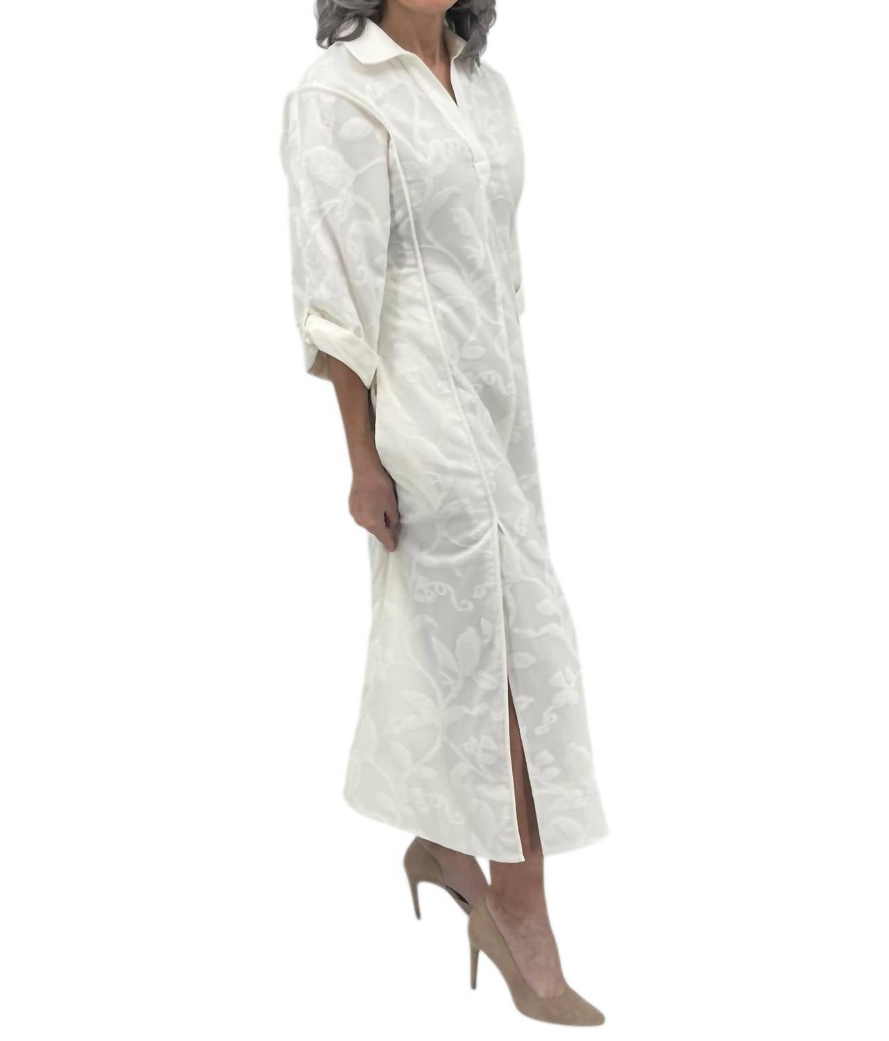 SIMKHAI Lucina Jacquard Midi Dress in white - women's dress - detail view