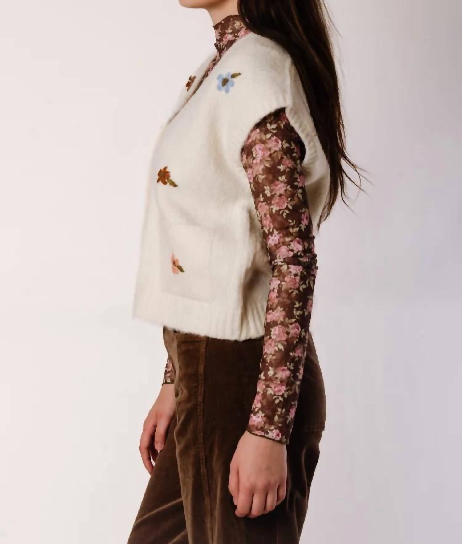 Wishlist - Brush Floral Embroidered Vest