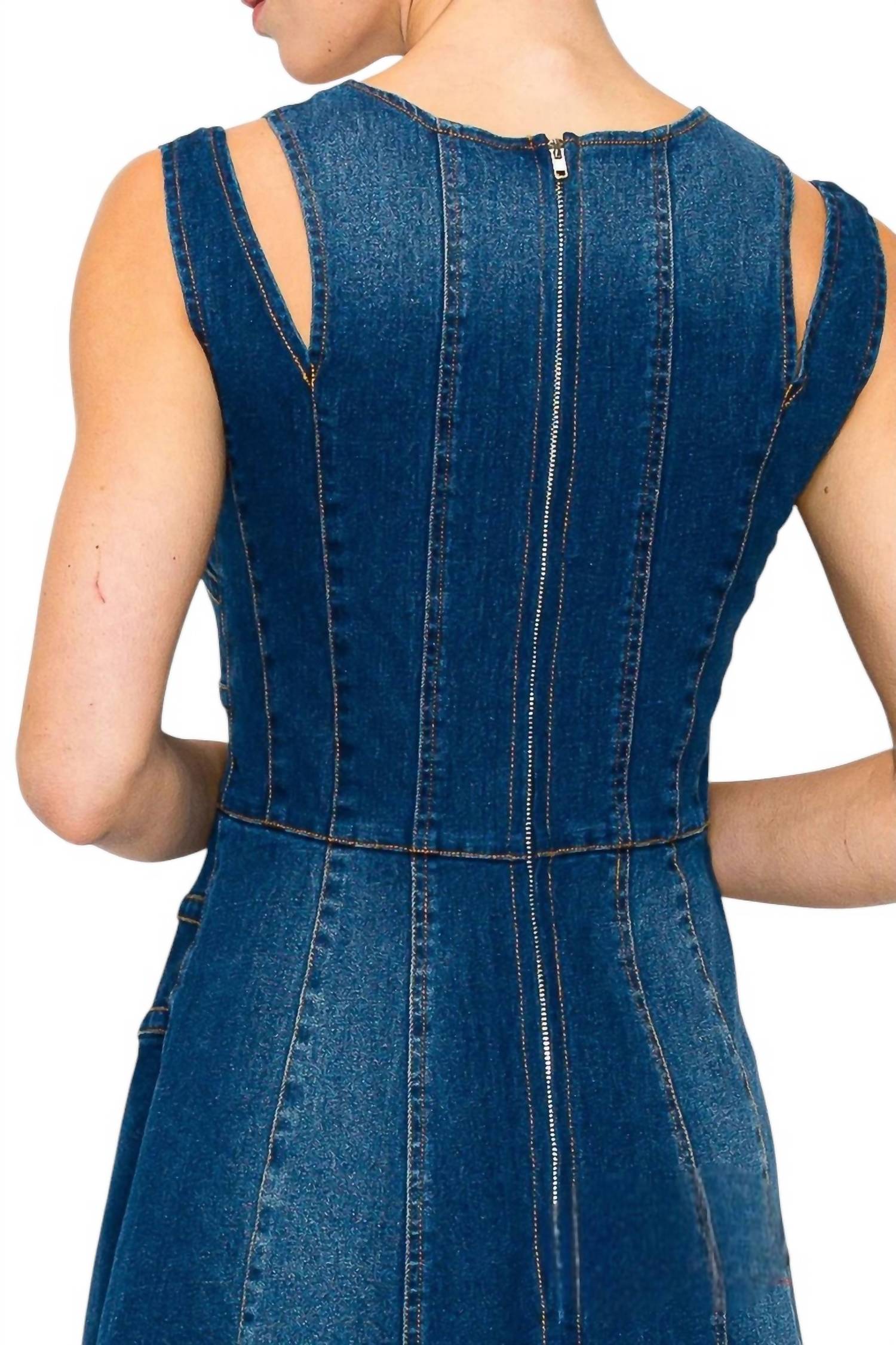 Ina - Tabitha Cut Out Slit Straps Denim Mini Dress