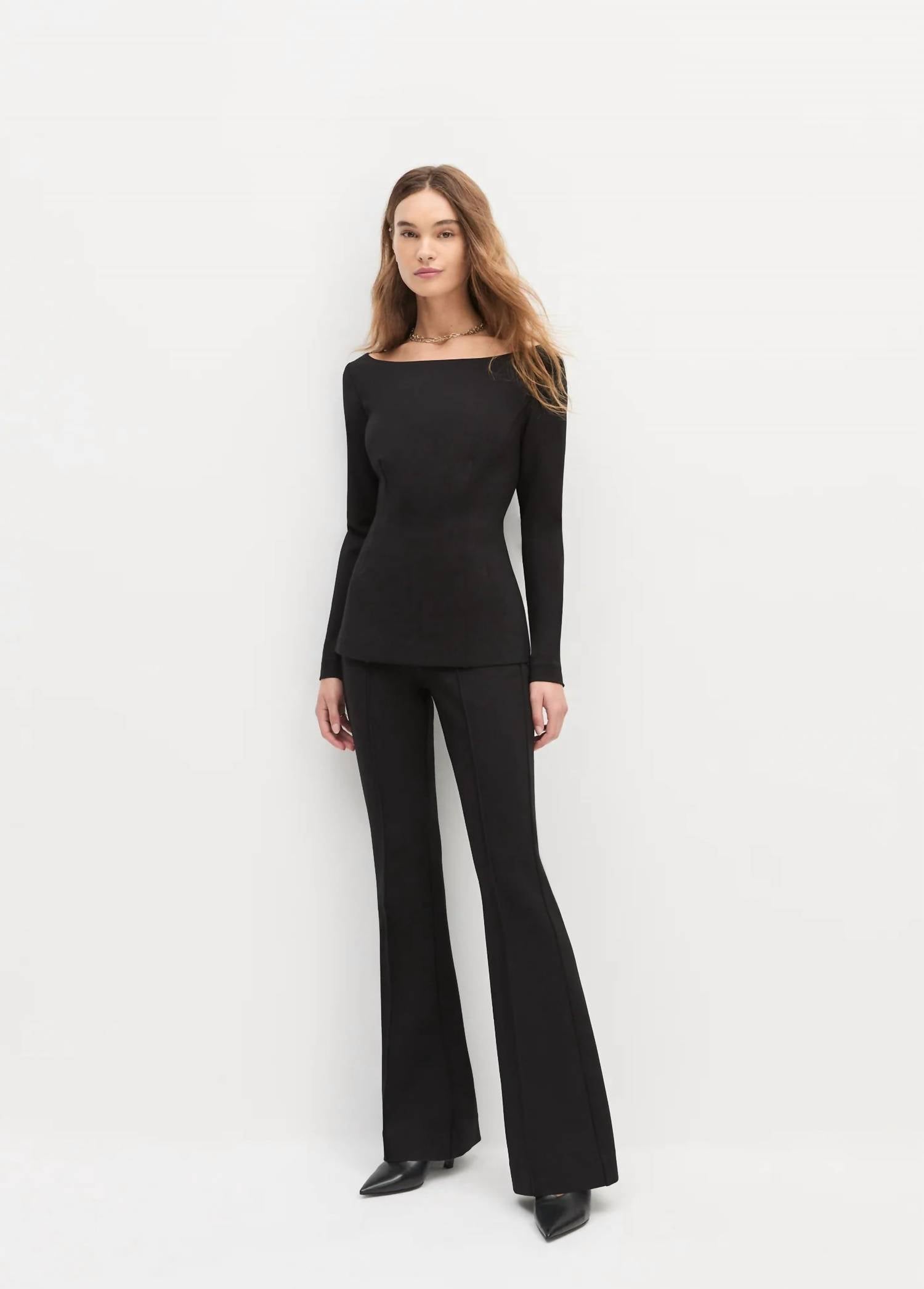 Favorite Daughter Cold Shoulder Top in black 1 - women's long sleeve top - alternate view